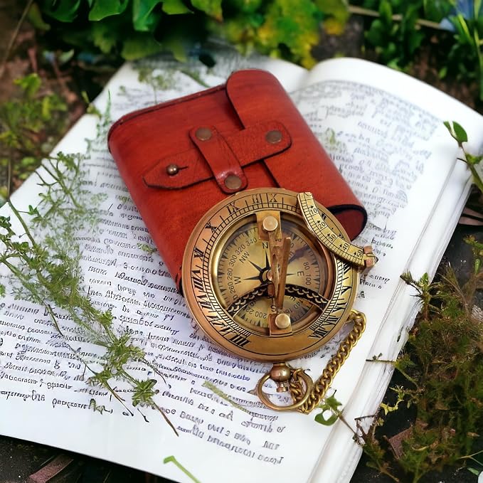 Vintage Brass Sundial Compass - Image 4