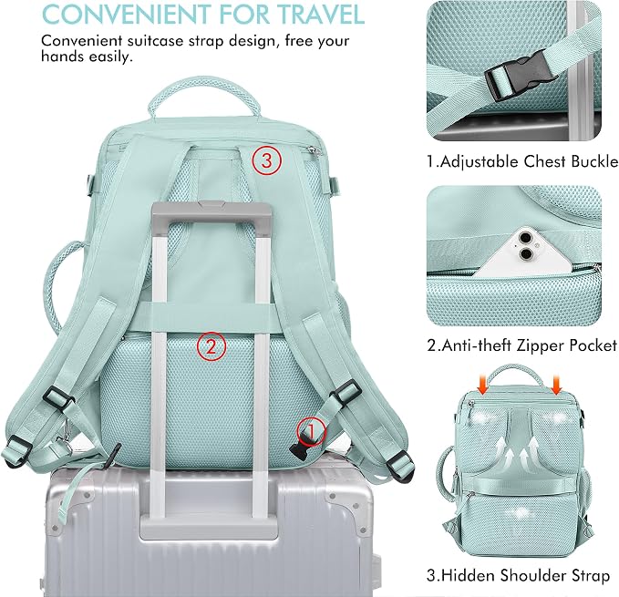 Beraliy Large Travel Backpack for Women Airline Approved, Carry On Backpack - Image 7