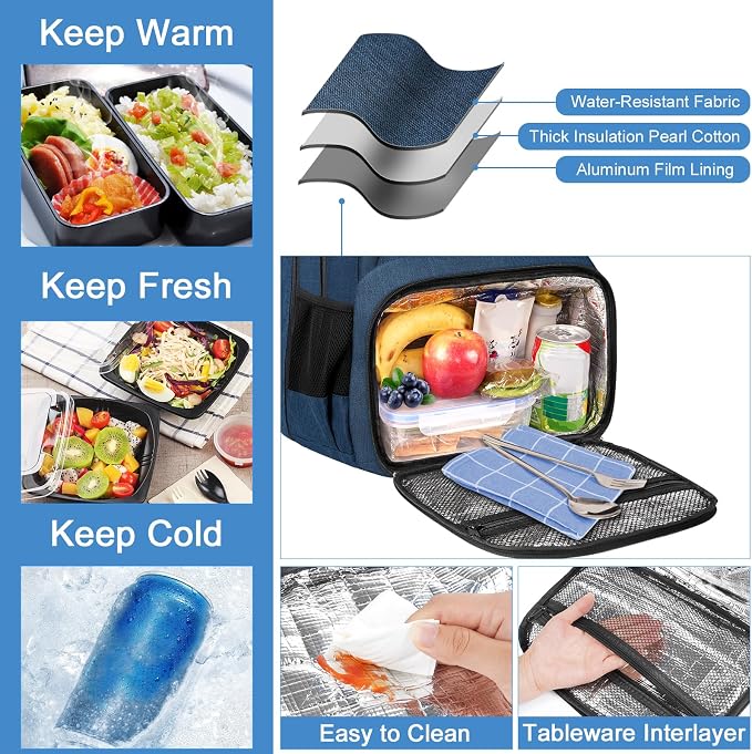 MATEIN Backpack Lunch Box, Water Resistant Mens Lunch Backpack - Image 2