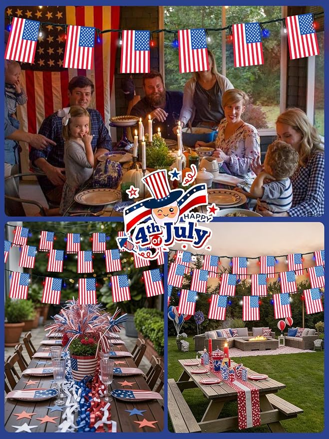 2 Pack 4th of July Decorations, Solar American Flag Lights Outdoor - Image 7
