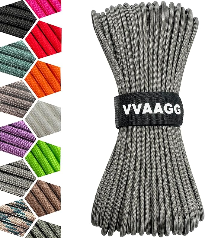 VVAAGG 1000 Paracord Rope 100FT Utility Parachute Cord 4mm 12 Strand Nylon by ParacordSpecialist