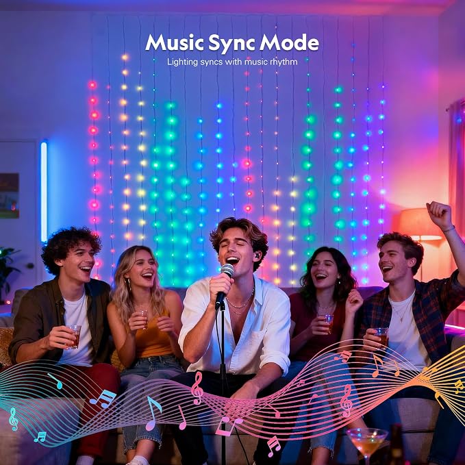 JMEXSUSS App-Controlled Color Changing Curtain Lights, 400 LED RGB String Lights - Image 6