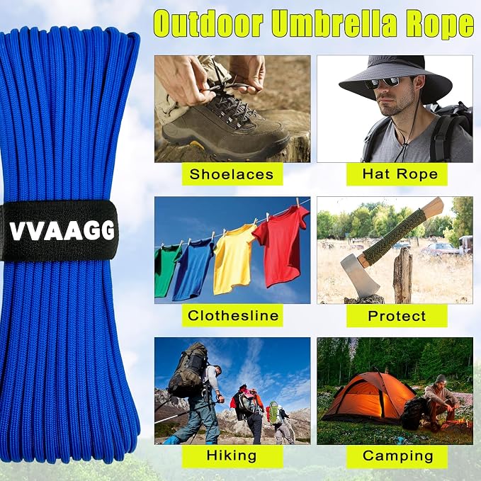 VVAAGG 1000 Blue Paracord Rope 100FT, 4mm Parachute Cord Utility 12 Strand - Image 6