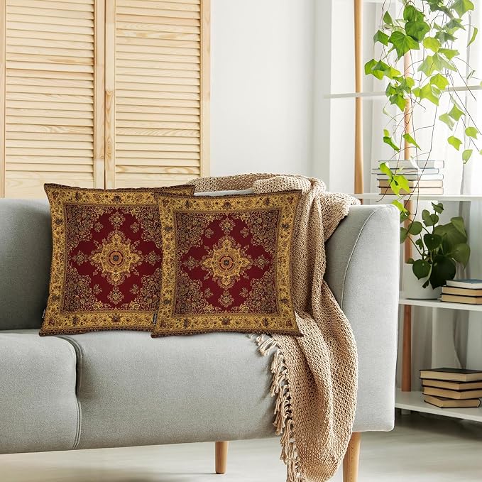 Swono Paisley Carpet Cozy Pillowcase Cushion Cover, Persian Carpet Tribal - Image 2