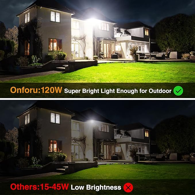 Onforu 120W LED Flood Light Outdoor, 12000LM Security Lights, IP66 Waterproof - Image 5