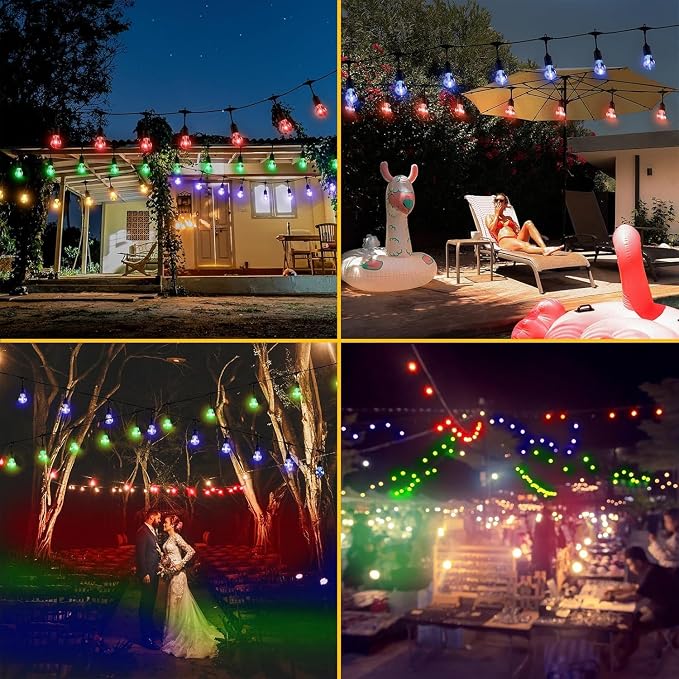 144FT Solar Outdoor String Lights, 45 Shatterproof E26 Edison LED Bulbs - Image 7