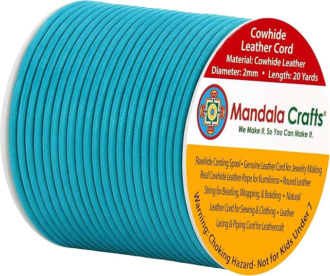 Mandala Crafts Round Genuine Teal Leather Cord by MandalaCrafts