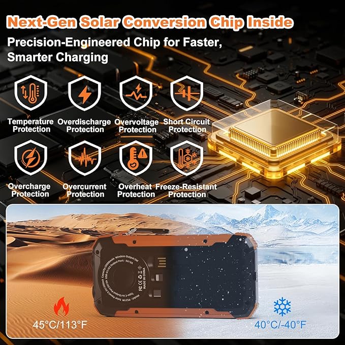 Power Bank Portable Solar Charger, Wireless Fast Charging Battery Pack - Image 4