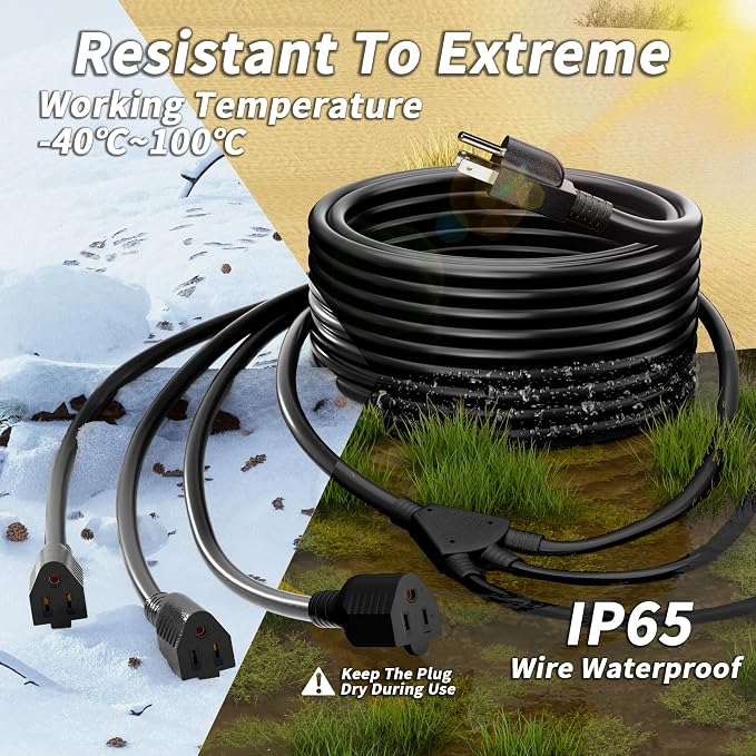 PlugSaf 1 to 3 Splitter Outdoor Extension Cord - Image 4
