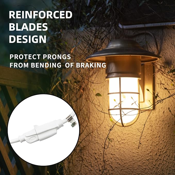 Indoor/Outdoor Extension Cord, 16 Gauge 15FT White 3 Prong Heavy Duty, - Image 5