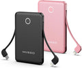 6000mah Ultra Slim Built in Cables Power Bank, Card Size Built in USB C Cords by MIISSO