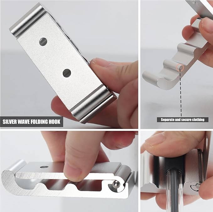 OHIYO 6 Pack Folding Wall Hooks, Heavy Duty Space-Saving Foldable Design Wall - Image 3