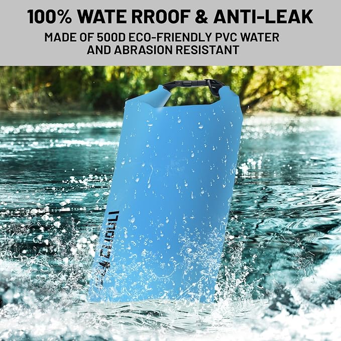 Waterproof Dry Bag, Roll Top Blue Small Waterproof Backpack - Image 2