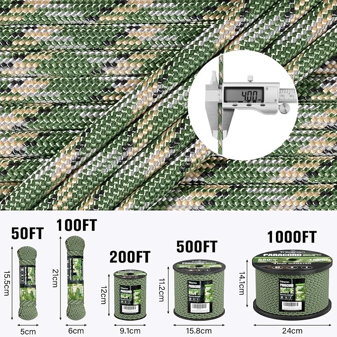 Paracord Rope 550 lb - 100ft 5/32" Parachute Cord 4MM 7-Strand para Cord - - Image 5
