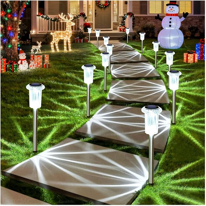 DenicMic Solar Lights Outdoor 10 Pack Waterproof 6000K Cold White LED Stainless - Image 9