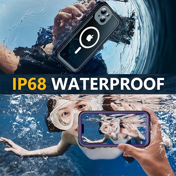 Red2Fire for iPhone 15 Case Waterproof, Phone Case 6.1" Purple/Clear - Image 2