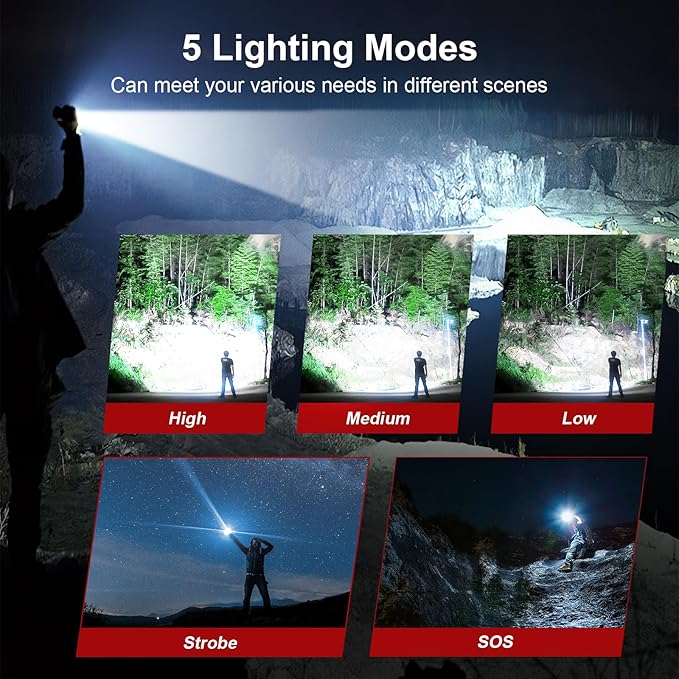 Flashlight 10000 High Lumens Rechargeable - 30W Super Bright LED Flash Light | - Image 6