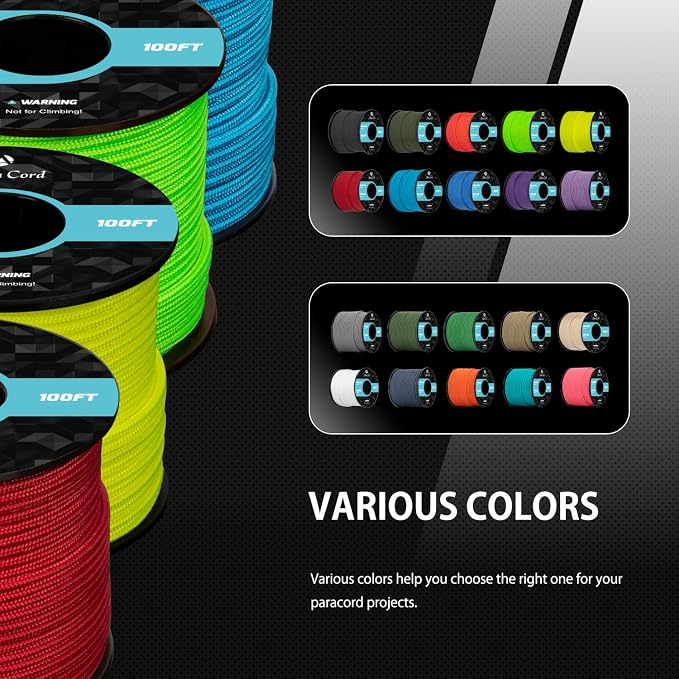 Abma Cord 2.4mm Paracord 275 100ft Nylon Rope 4 Strands Tactical Parachute Cord - Image 5
