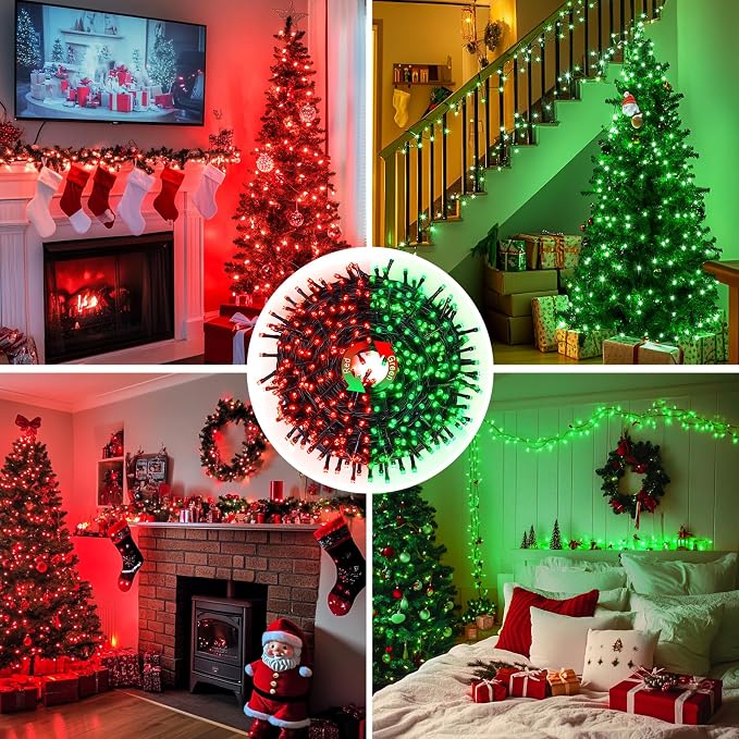 JMEXSUSS 200 LED Christmas Lights Outdoor, 66ft Red and Green String Lights - Image 5