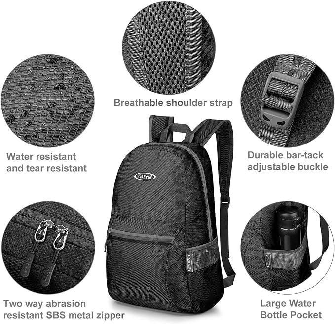 G4Free 20L Lightweight Packable Backpack Travel Hiking Daypack Foldable Backpack - Image 6