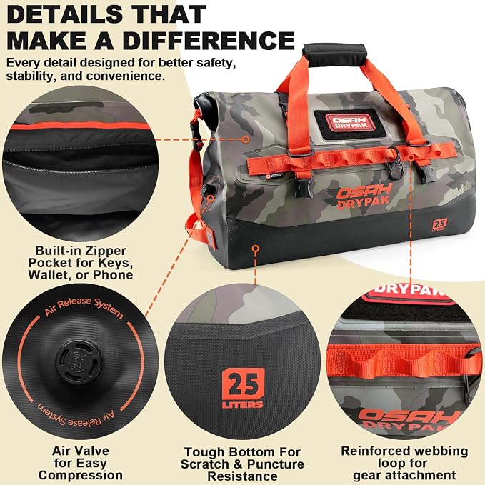 OSAH DRYPAK Waterproof Duffel Bag 25L/40L/60L – Heavy-Duty Motorcycle Tail Bag - Image 4