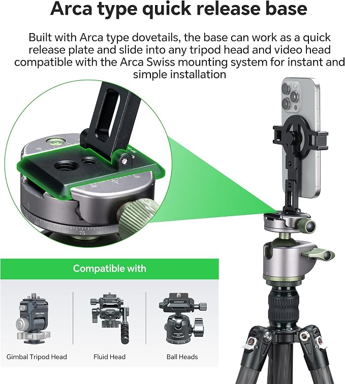 FANAUE Cell Phone Tripod Mount, Magnetic Aluminum Smartphone Stand Adapter - Image 5