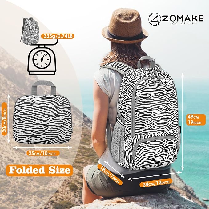 ZOMAKE Lightweight Packable Backpack 30L, Foldable Hiking Backpacks Water - Image 3