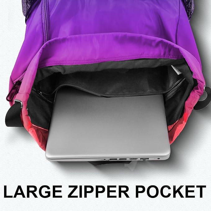 Drawstring Backpack with Mesh Pockets String Gym Bag Sackpack Sandproof Water - Image 5