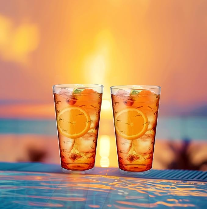 KLIFA- CHARLESTON- 16.5 & 19 oz, School of Fish Acrylic Drinking Glasses - Image 3