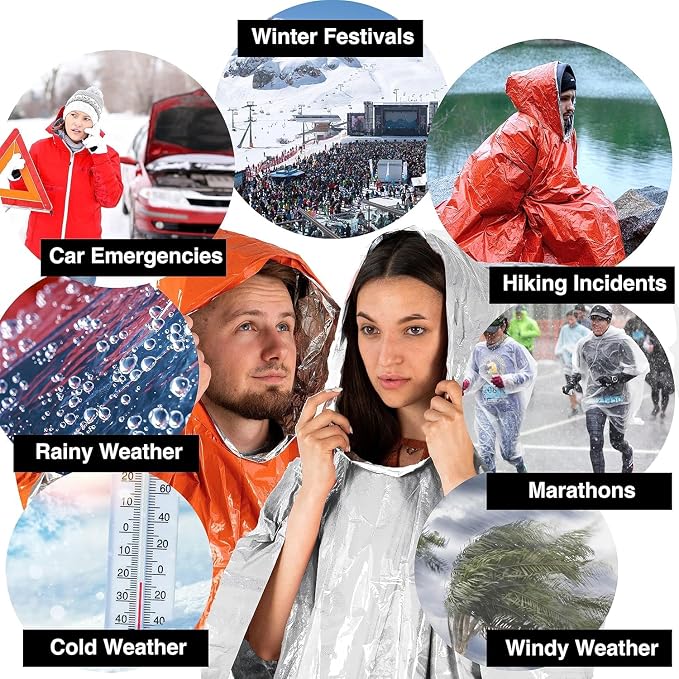 Outdoor Insulated Survival Kits-Emergency Blankets, 1 Emergency Sleeping Bag - Image 7