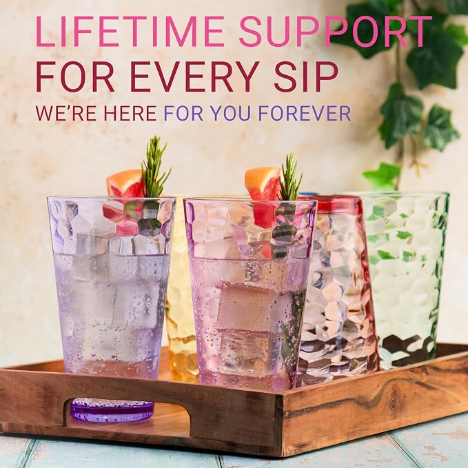 Bravario Hammered Plastic Drinking Tumbler, Dishwasher-Safe Premium Quality - Image 6