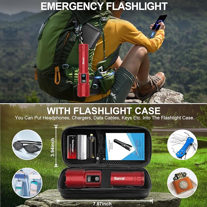 Rechargeable Tactical Flashlights 2000 High Lumens - 5000mAh Super Bright LED - Image 5