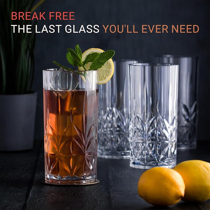 Bravario Unbreakable Plastic Drinking Water Tumblers, Dishwasher Safe 100% - Image 2