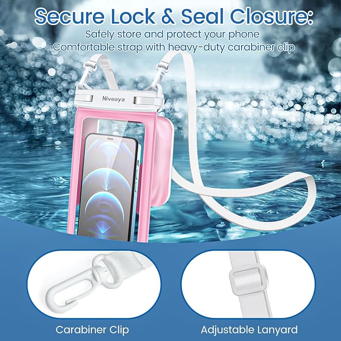 Niveaya [Floatable Floating Waterproof Phone Pouch 2 Pack-Up to 8.5", Large - Image 6