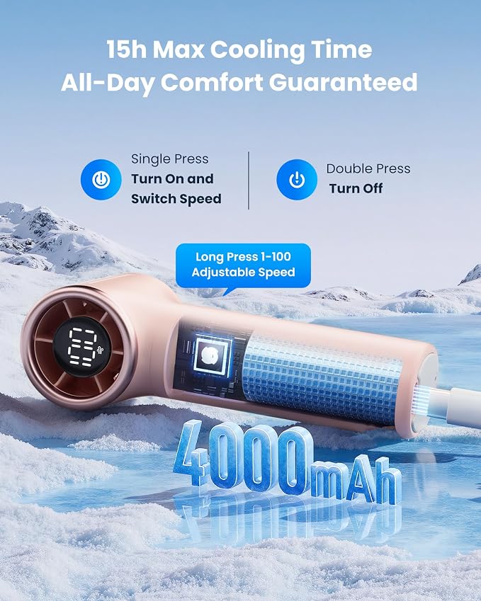 Gaiatop Mini Portable Handheld Fan, 4000mAh Personal Turbo Fans Pocket Size - Image 5
