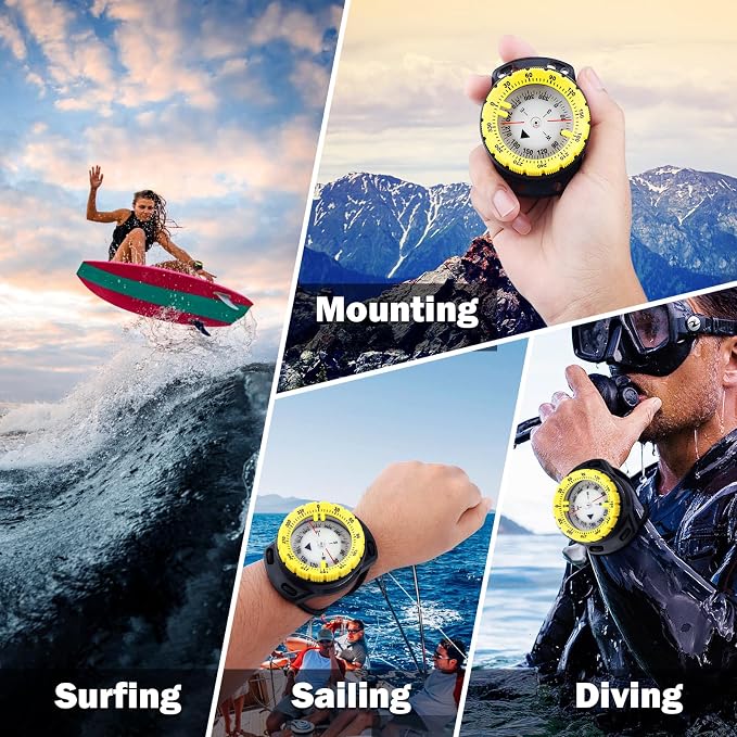 Scuba Dive Compass, Waterproof 5ATM Marine Navigation Wrist Compass - Image 4