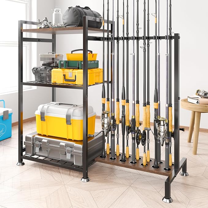 SOYEEZE Fishing Rod Holder for 14 Rods, Ground Stand Fishing Pole Holders for by SOYEEZE