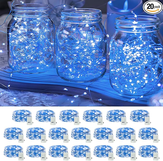 20 Pack LED Fairy Lights Battery Operated, 3 Features Blinking Slowly Blinking by Adamonda