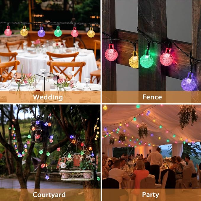 Outdoor Solar String Lights, 46FT 66LED 8Modes Crystal Color Solar Powered - Image 6