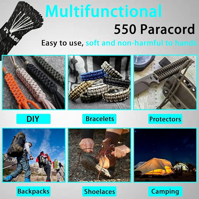 VVAAGG Reflective Paracord Rope 100FT, 7 Strand Nylon para Cord Lanyard Utility - Image 7