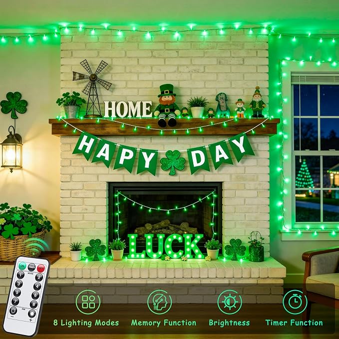 JMEXSUSS 33ft 100 LED Green Battery Operated Lights - Image 2
