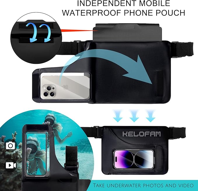 Waterproof bag Fanny Pack with Phone Case, Water proof Phone Pouch Dry Bag Keep - Image 4