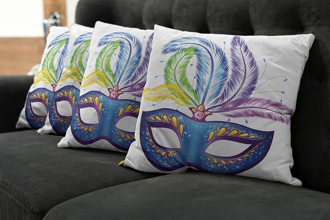 Ambesonne Mardi Gras Throw Pillow Cushion Case Pack of 4, Modern Accent - Image 7