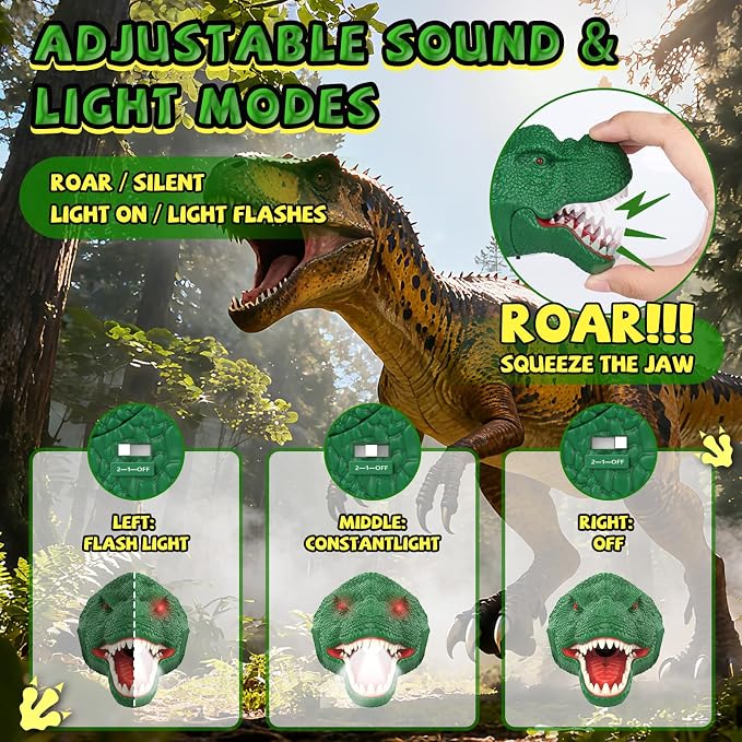 Nitigo Dinosaur Headlamp for Kids Flashlight Led Headlights Roar & Silent Mode - Image 5