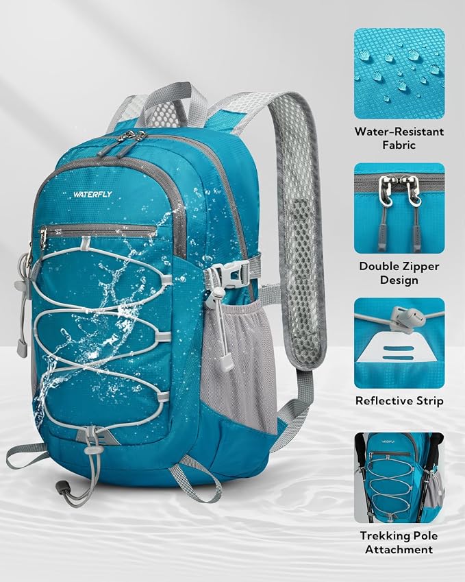 WATERFLY Small Lightweight Packable Backpack: 15L Mini Ultra Light Foldable - Image 3