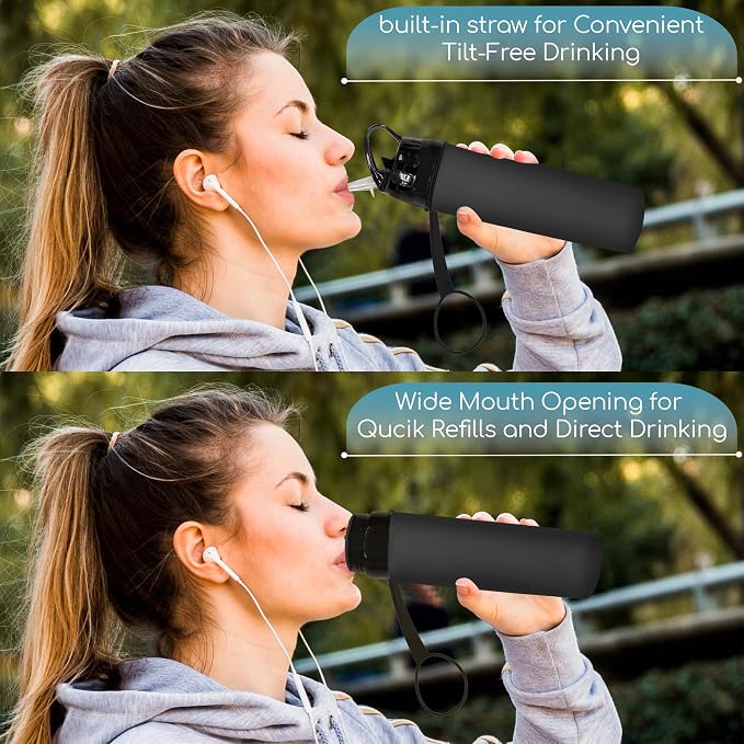 Collapsible Water Bottles 20oz, Odorless BPA-Free Silicone, Leak-Proof Foldable - Image 7