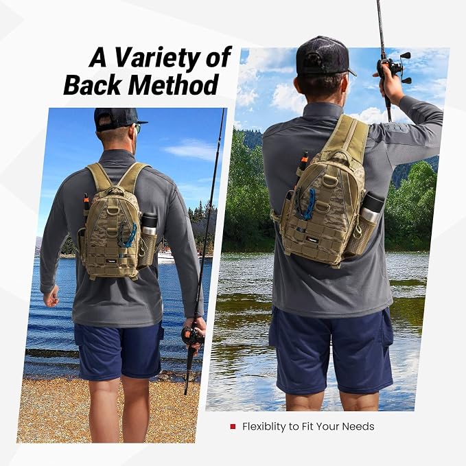Piscifun Fishing Backpack with Rod Holder, Lightweight Sling Bag Storge Gear - Image 2