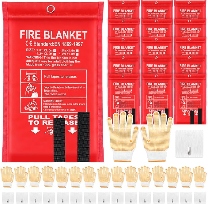 45 Pcs Emergency Fire Blankets for Home and Kitchen 40x40 Inch 15 Fiberglass by Copkim