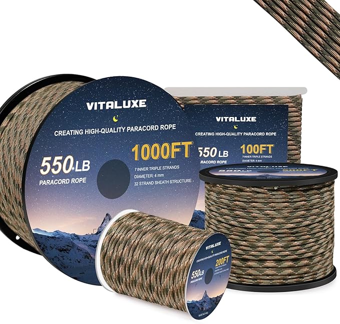 Paracord 550, 7 Triple Strands Utility Rope, Parachute Cord by VITALUXE