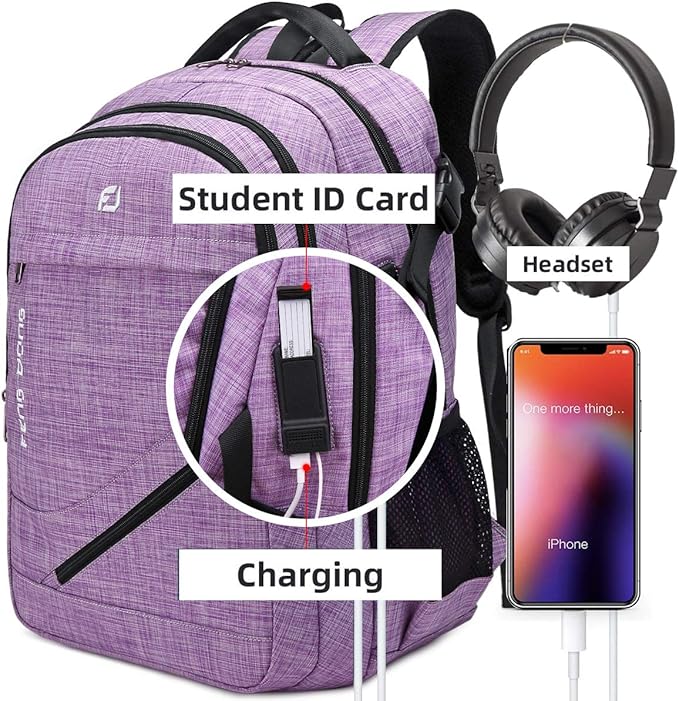 FENGDONG Large Laptop Backpack 17.3 inch Durable Waterproof Travel College - Image 5
